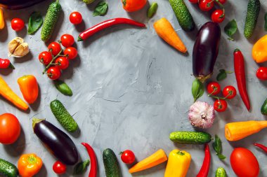 Farklı sebze arka plan. Sağlıklı gıda kavramı. Kopya alanı.