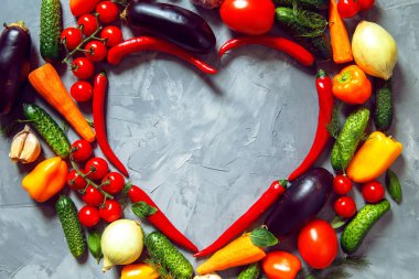 Farklı sebze arka plan. Sağlıklı gıda kavramı. Kopya alanı.