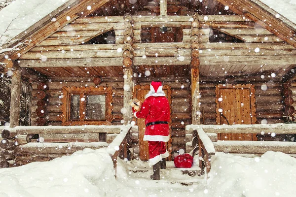 Det Dagliga Livet För Jultomten Hem Santa Claus Vid Nordpolen — Stockfoto