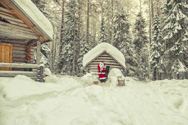 Det Dagliga Livet För Jultomten Hem Santa Claus Vid Nordpolen — Stockfoto