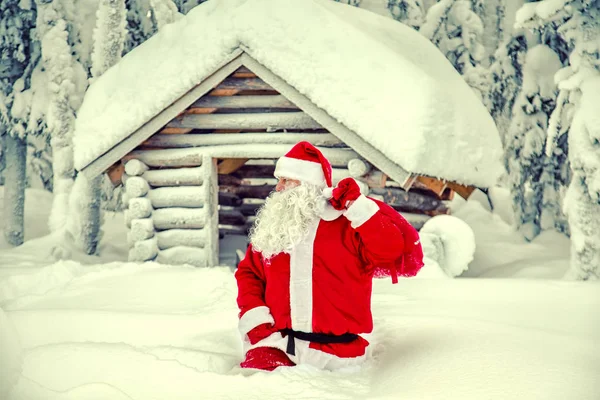 Babbo Natale Autentico Lapponia Magnifico Paesaggio Innevato — Foto Stock