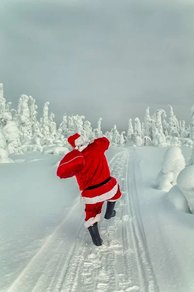 Autentiska Jultomten Lappland Magnifika Snötäckta Landskapet — Stockfoto