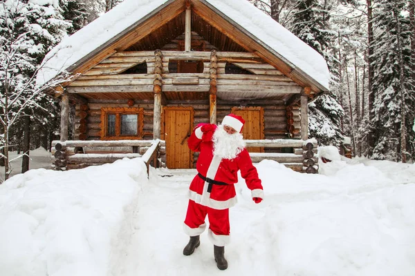 Det Dagliga Livet För Jultomten Hem Santa Claus Vid Nordpolen — Stockfoto