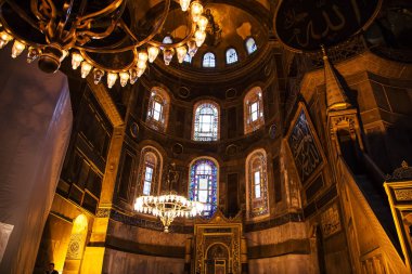 Ayasofya Müzesi iç. Istanbul, Türkiye - 27 Eylül 2018.