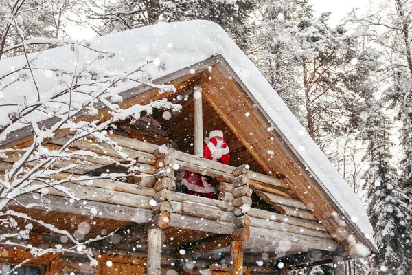 Domov Santa Claus Severním Pólu Skutečný Santa Claus Balkóně Jeho — Stock fotografie