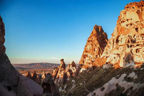 Uçhisar Ünlü Dağ Kalesi Nin Görünümü Kapadokya Türkiye — Stok fotoğraf