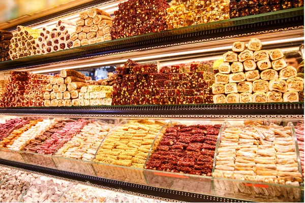 Słodycze Tureckim Rynku Stambuł Turcja Września 2018 — Zdjęcie stockowe