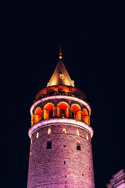 Famosa Torre Galata Noite Istambul Turquia — Fotografia de Stock