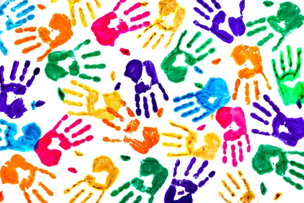 Renkli el izlerinden yapılmış soyut arka plan. 