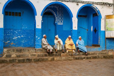 Ünlü mavi şehir Chefchaouen'in günlük hayatı. 