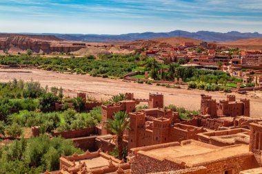  Kasbah AIT Ben Haddou Atlas Dağları'nda. 