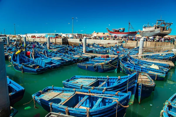 Famosos Barcos Azuis Porto Essaouira Essaouira Marrocos Setembro 2019 — Fotografia de Stock