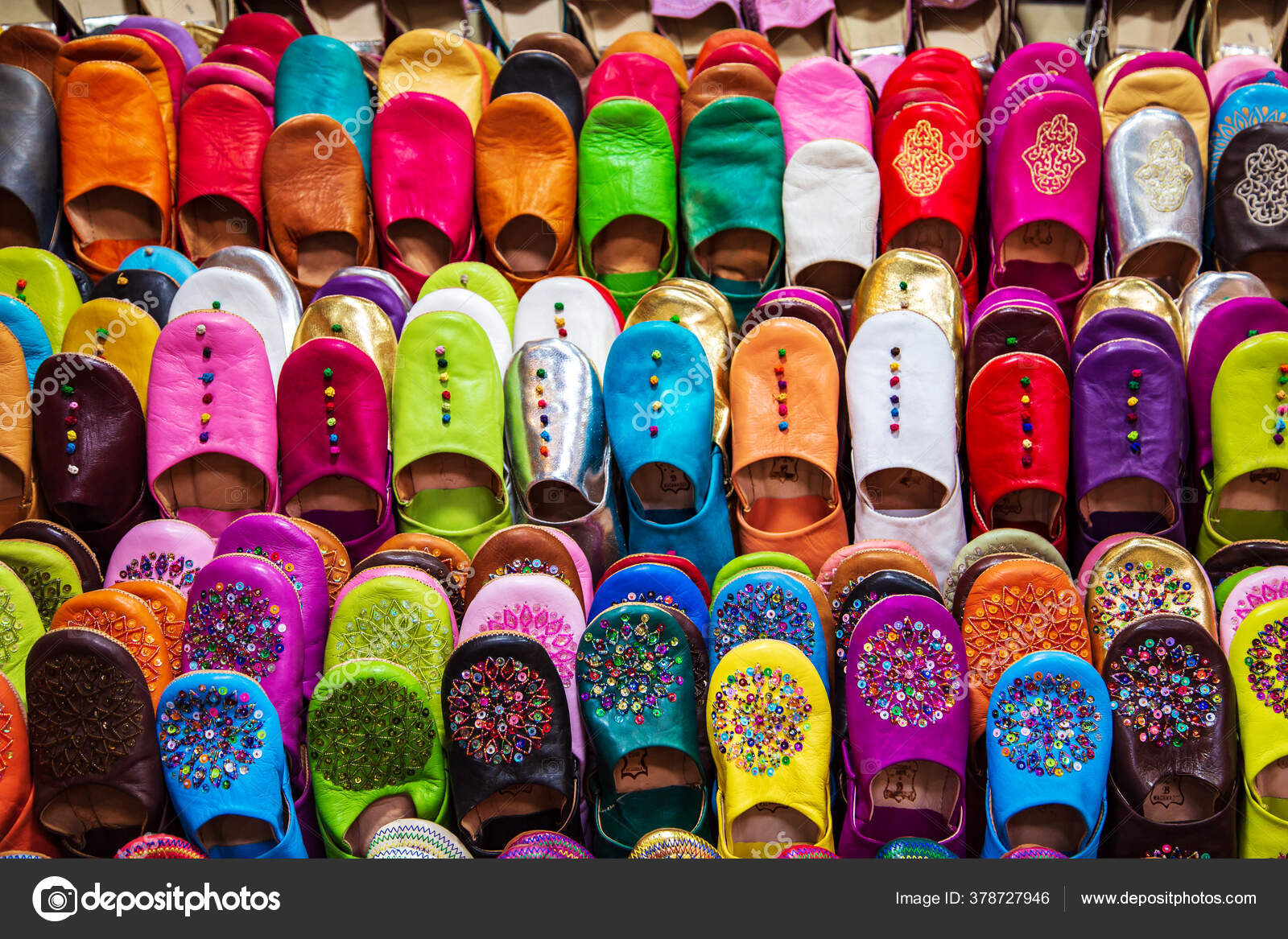 Pantuflas Tradicionales Marroquíes Vibrantes Babouches Mercado