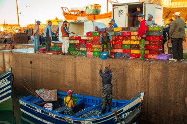 Essaouira limanında sabah. Essaouira, Fas - 22 Eylül 2019