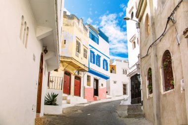 Tangier sokakları. Eski Şehir, Medine. Tanca, Fas - 12 Eylül 2019.