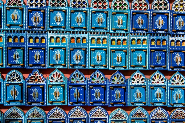 Des Aimants Lumineux Sur Marché Marocain Chefchaouen Maroc Septembre 2019 — Photo