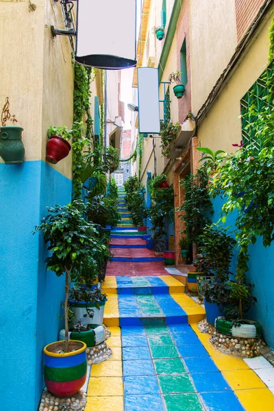 Tangier sokakları. Eski Şehir, Medine. Tanca, Fas - 12 Eylül 2019.