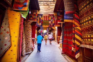 Fez sokakları. Eski Şehir, Medine. Fes, Fas - 14 Eylül 2019.