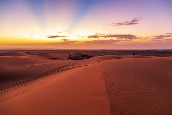 Sunrise Sahara Desert Erg Chebbi Merzouga Morocco — Stock Photo, Image