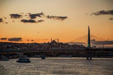 Boğaz Boğazı. Süleyman Camii, İstanbul, gün batımı.