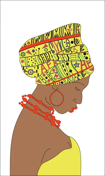 Güzel kız (profil görünümü) kafasına türban ile. Kız başını eğik. Vektör çizim.