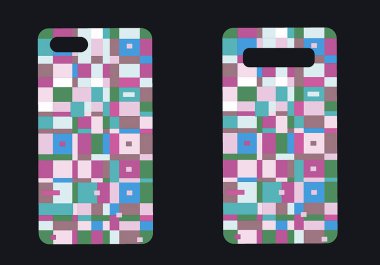 Telefon ve soyut desenler için ayarlayın. Smartphone kapak tasarımı. Cep telefonu modern kapak şablonu. Siyah zemin üzerinde izole öğeleri geri 