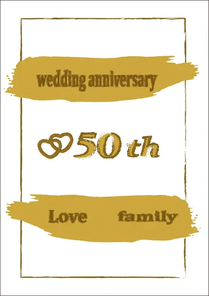 Anniversary of the golden wedding.Postcard — Stock Vector
