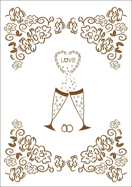 Golden verres de champagne de mariage — Image vectorielle