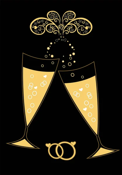Wedding champagne glasses — Stock Vector