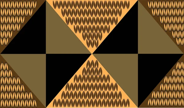 Fond doré de triangles avec décor tricoté . — Image vectorielle