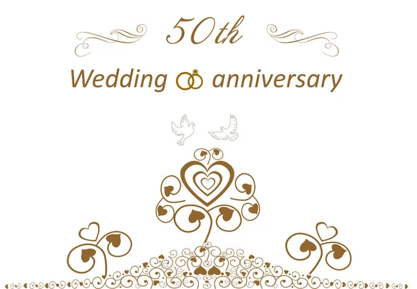 50esimo matrimonio d'oro carino anniversario di carta — Vettoriale Stock