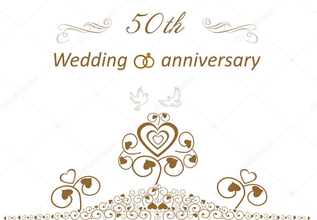 50th Golden wedding  cute anniversary card