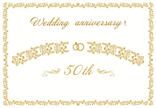 Biglietto Anniversario Matrimonio 50Esimo Congratulazioni Scrittura Illustrazione Vettoriale Testo Celebrazione — Vettoriale Stock