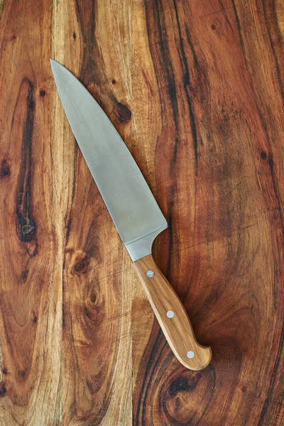 Chef Knife Wooden Handle Wooden Cutting Board Wooden Chopping Board — Stock Photo, Image