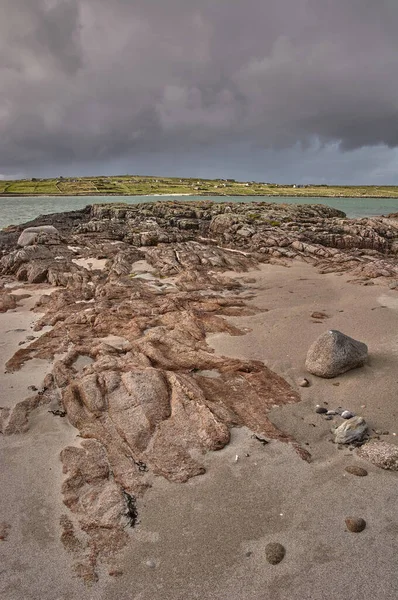 Formación Rocosa Isla Omey Irlanda Playa Solitaria Connemara Nationalpark Irlanda — Foto de Stock