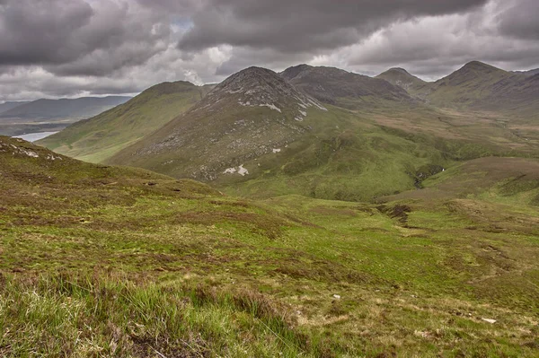 Vue Panoramique Depuis Une Montagne Dans Parc National Connemara Irlande — Photo