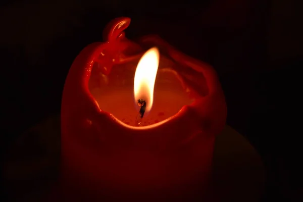 Red Christmas Candle Black Background — Stock Photo, Image