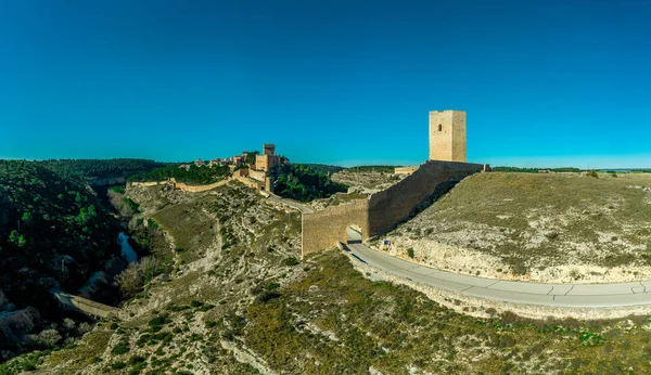 Vue Aérienne Château Alarcon Parador Des Fortifications Long Rivière Jucar — Photo