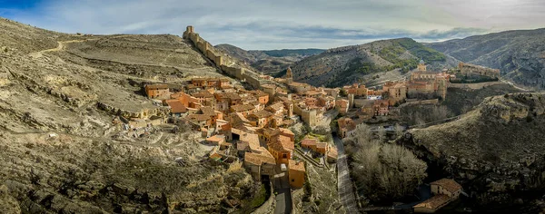 Vue Panoramique Aérienne Albarracin Teruel Espagne Avec Des Maisons Médiévales — Photo