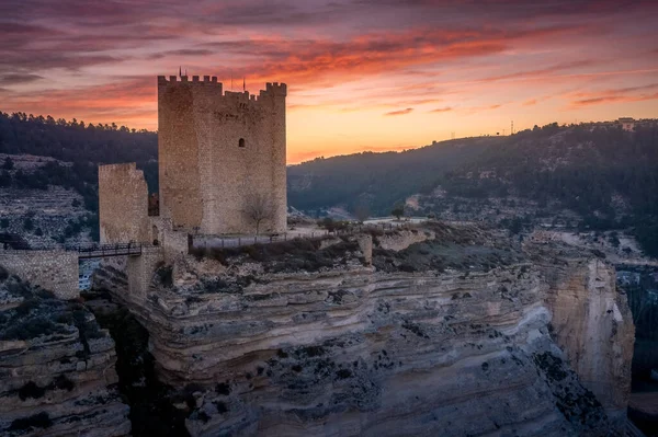 Panorama Aérien Château Médiéval Alcala Del Jucar Dans Province Albacete — Photo