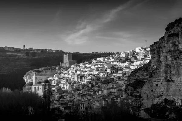 Aerial Panorama Alcala Del Jucar Medieval Castle Albacete Province Spain — Stock Photo, Image