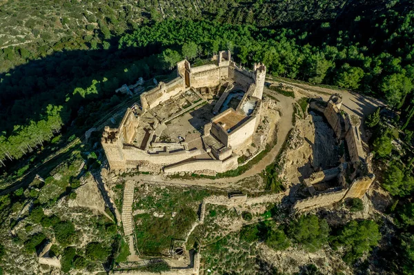 Vue Panoramique Aérienne Alcala Xivert Alcal Chivert Ruines Médiévales Château — Photo