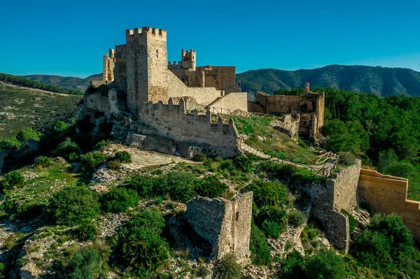 Letecký Panoramatický Výhled Středověký Hrad Alcala Xivert Alcal Chivert Provincii — Stock fotografie