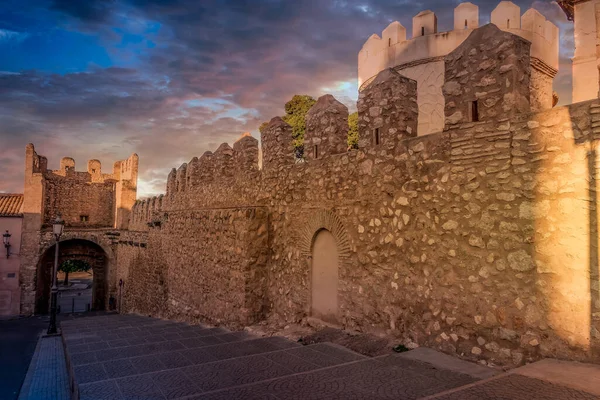 Aerial Morning View Gate Donjon Fully Restored Gothic Castle Benisano — Stock Photo, Image