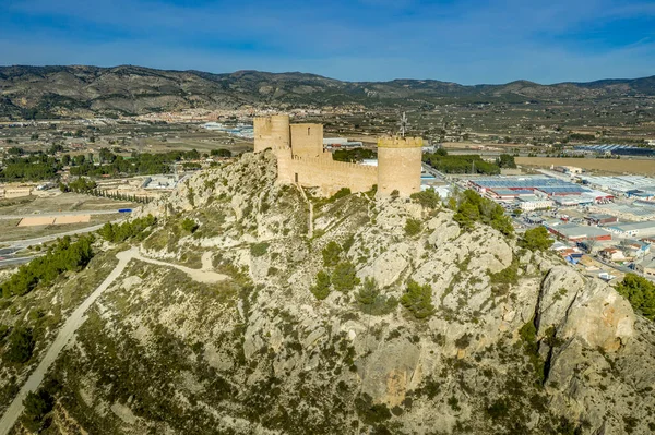 Vista Aérea Del Castillo Castalla Provincia Valencia España Con Donjon — Foto de Stock