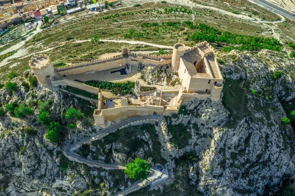 Vista Aérea Del Castillo Castalla Provincia Valencia España Con Donjon — Foto de Stock