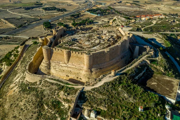 Vue Aérienne Château Chinchilla Montearagon Avec Des Restes Bâtiments Intérieurs — Photo