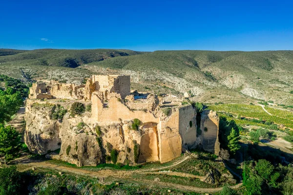 Vista Aérea Del Histórico Castillo Montesa Ruina Del Castillo Gótico — Foto de Stock