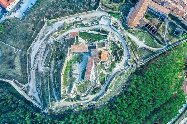 Vista Aérea Ciudad Amurallada Medieval Morella Con Murallas Torres Una —  Fotos de Stock