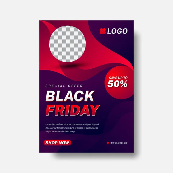 Creative Red Black Barevné Black Friday Flyer Design Template Royalty — Stockový vektor